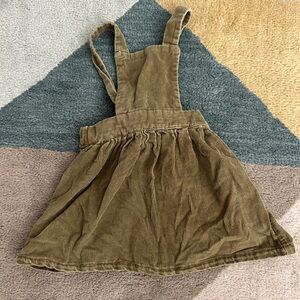 Olive Green Be Little by Seed  Corduroy Pinafore Dress